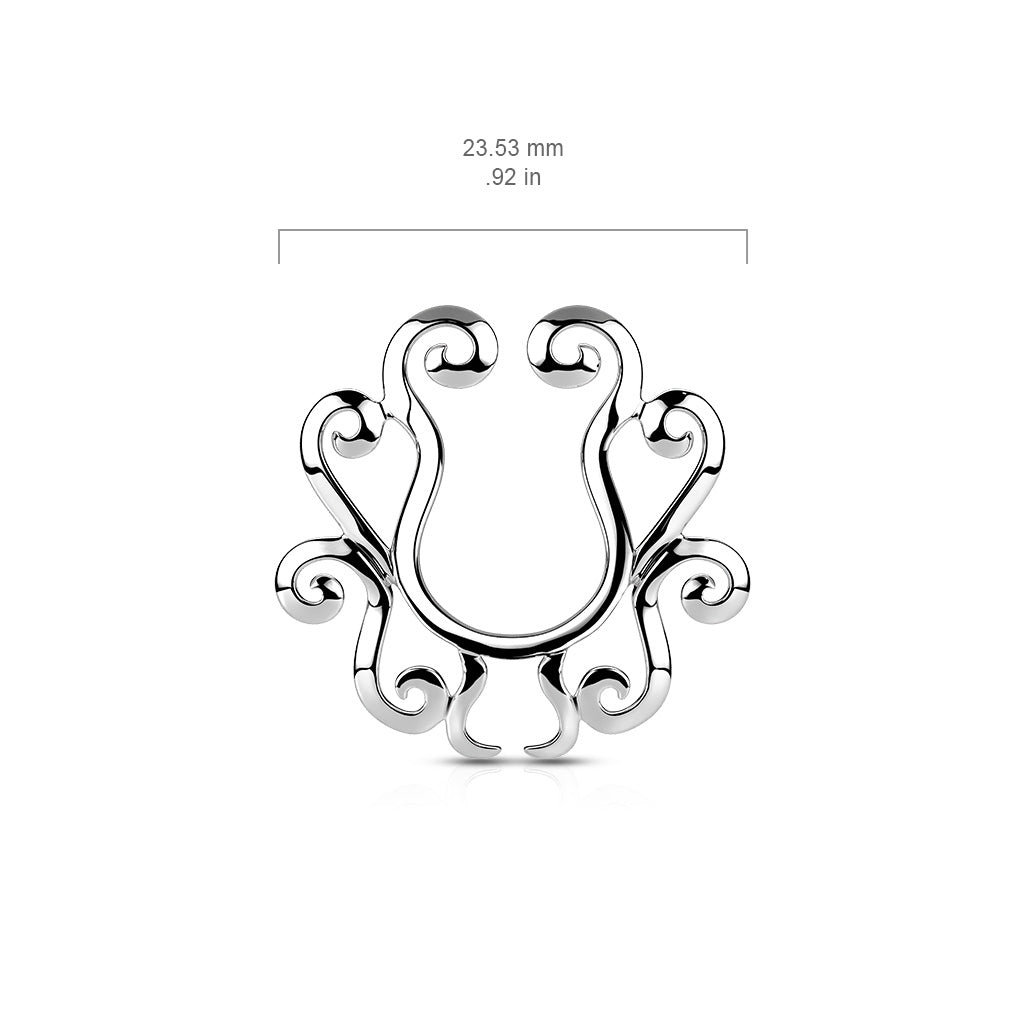 Silver Swirl Fake Clip On Nipple Ring