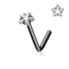 Cherry Diva L Bend Nose Stud BLACK 20 Gauge Prong Set Crystal Star L Bend Nose Stud
