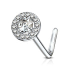 Cherry Diva L Bend Nose Stud CLEAR CRYSTAL 20 Gauge Double Tiered Crystal L Bend Nose Stud