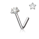 Cherry Diva L Bend Nose Stud SILVER 20 Gauge Prong Set Crystal Star L Bend Nose Stud