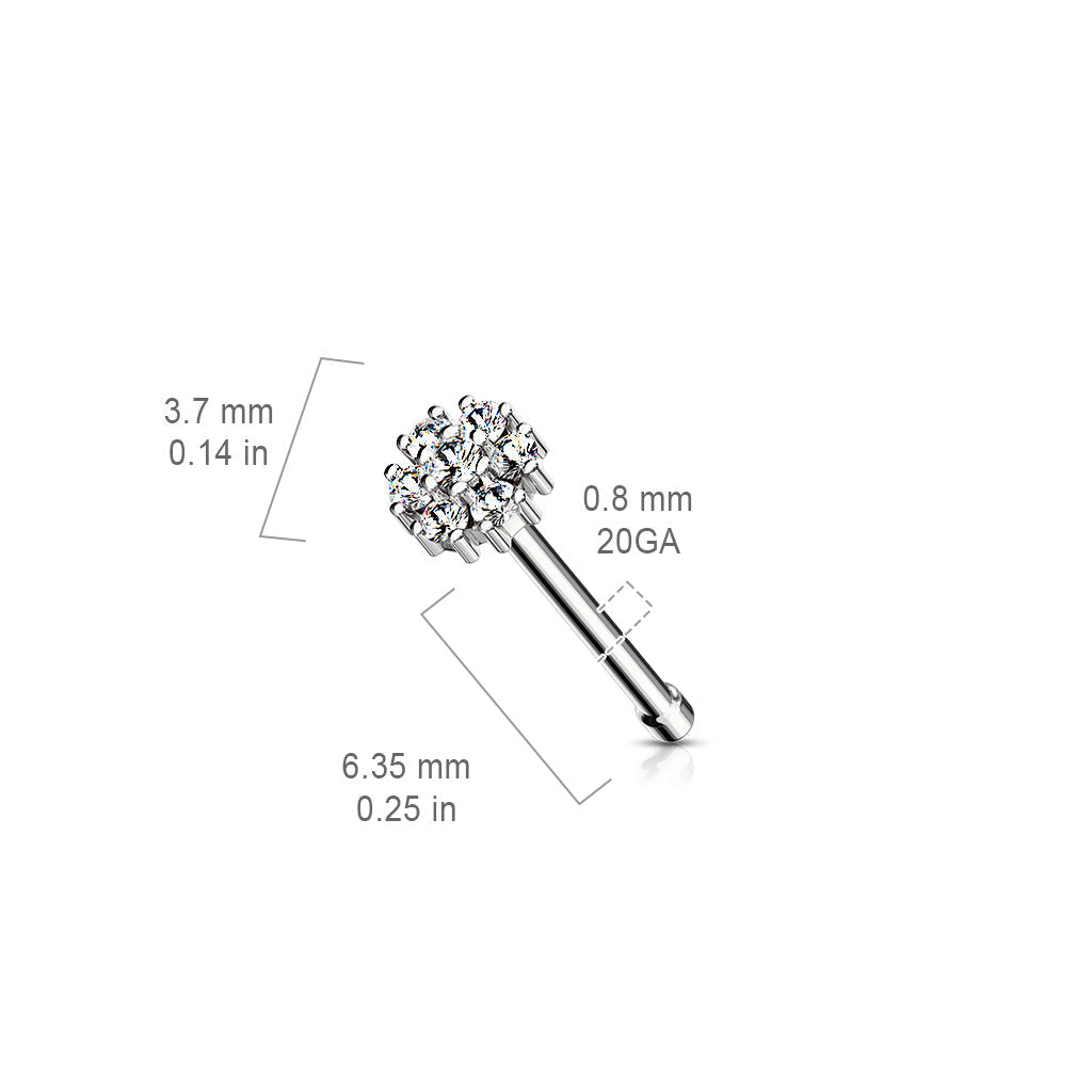 20 Gauge Crystal Flower Top Surgical Steel Nose Stud