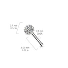 Cherry Diva nose stud 20 Gauge Surgical Steel Crystal Flower Top Nose Stud