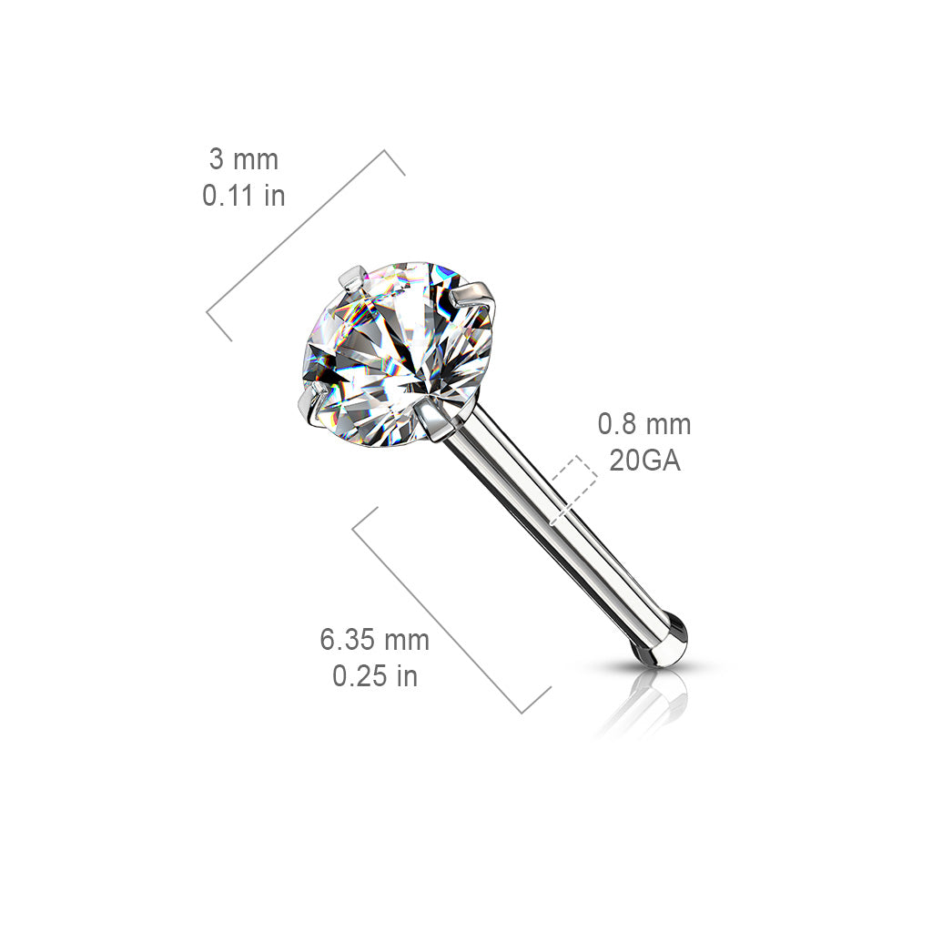 20 Gauge Crystal Top Surgical Steel Nose Stud