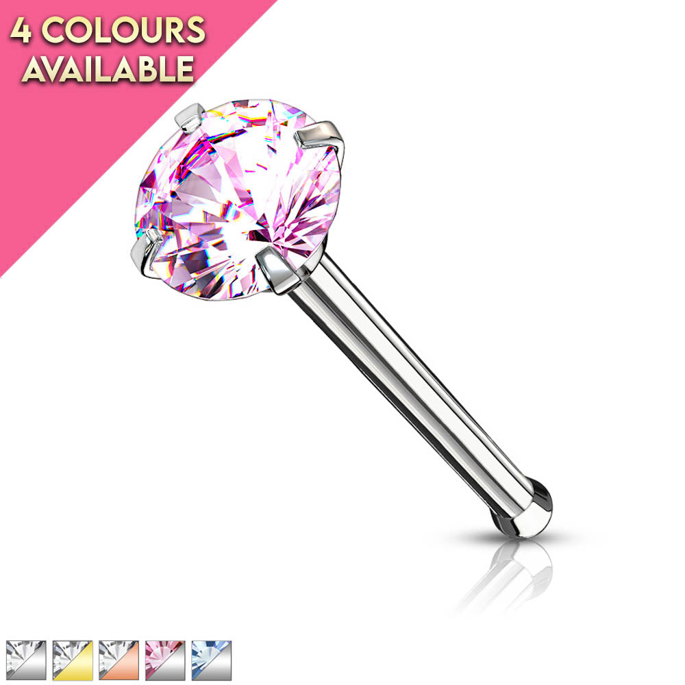 20 Gauge Crystal Top Surgical Steel Nose Stud