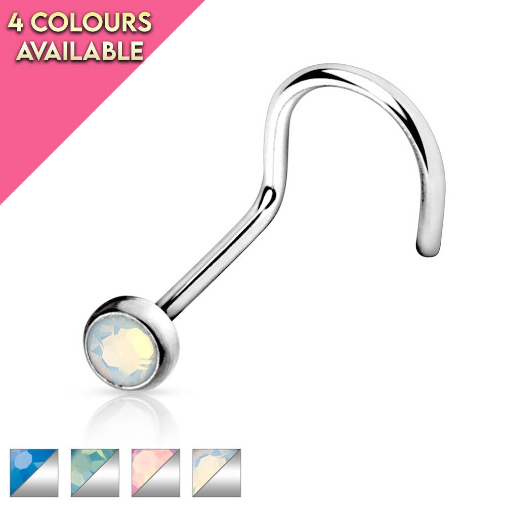 20 Gauge Opal Top Nose Screw Rings