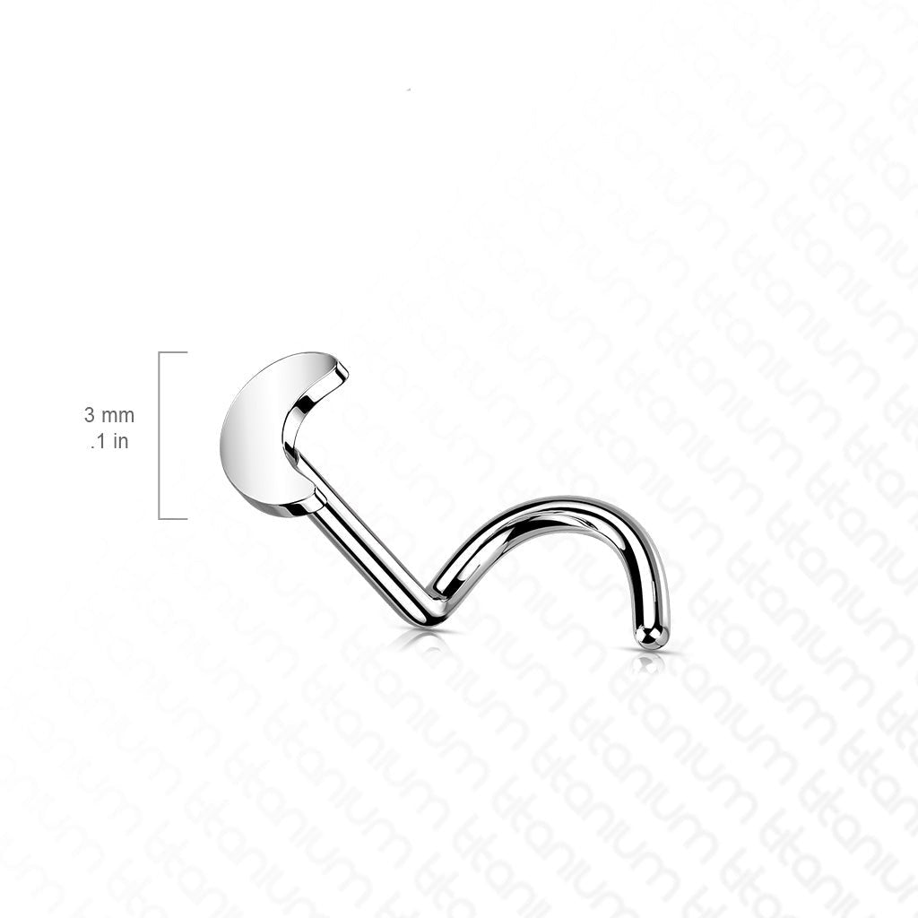20 Gauge Titanium Crescent Moon Screw Nose Stud