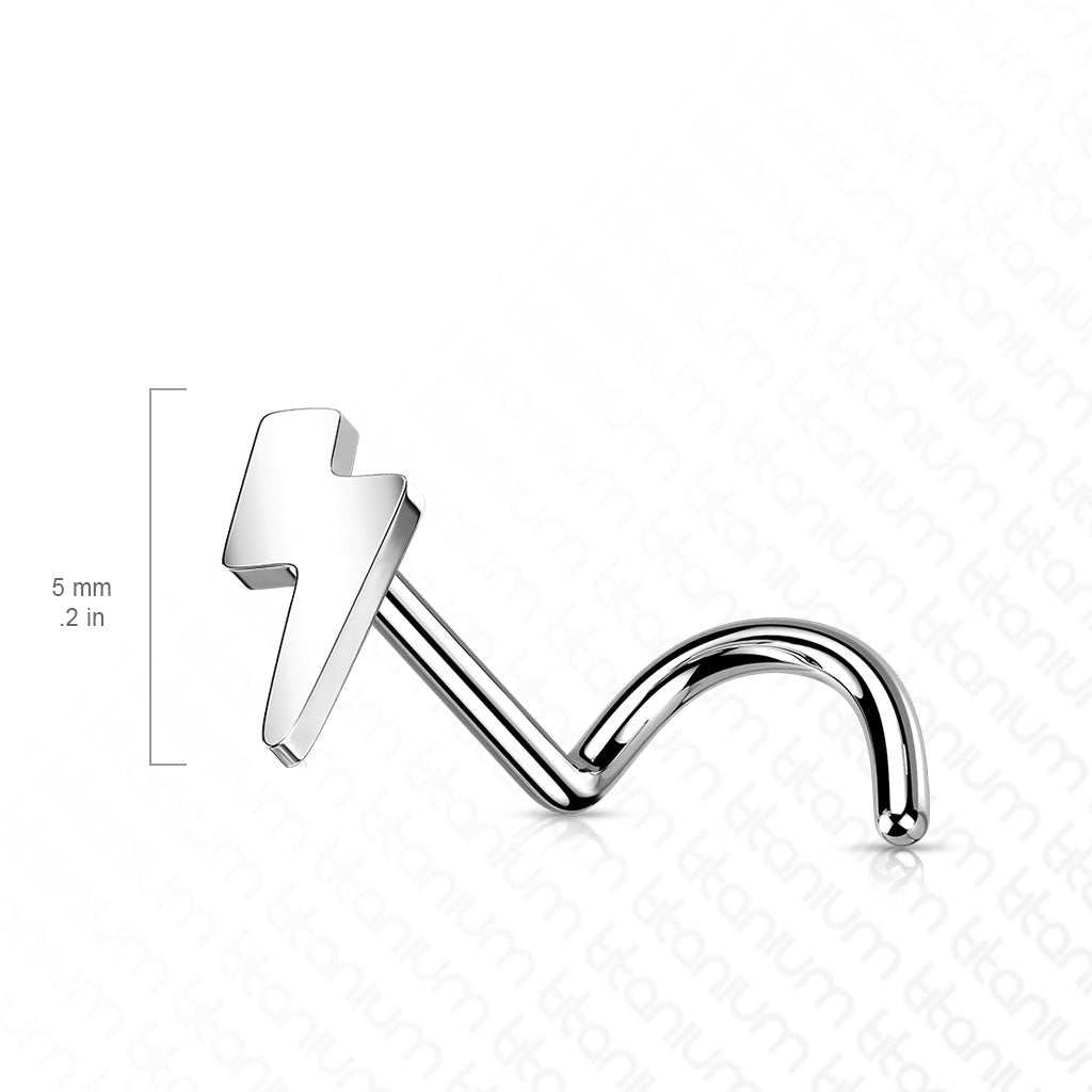 20 Gauge Titanium Lightening Bolt Screw Nose Stud