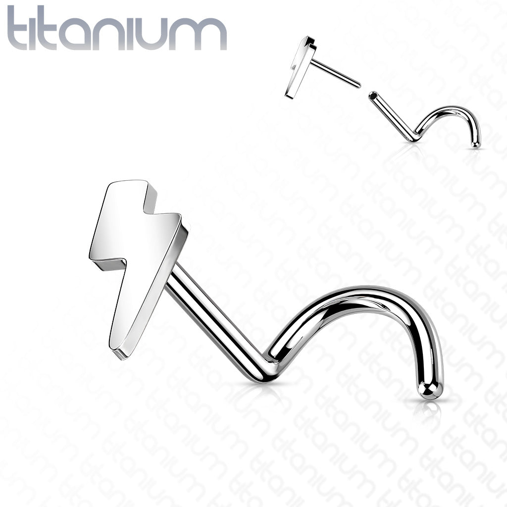 20 Gauge Titanium Lightening Bolt Screw Nose Stud