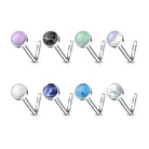 Cherry Diva L Bend Nose Stud 8 Pack Semi Precious Stone Topped Nose Studs