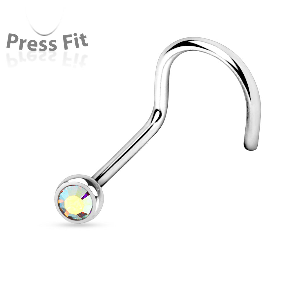 Cherry Diva Screw Nose Ring 20 Gauge Dainty Crystal Top Nose Screw Rings