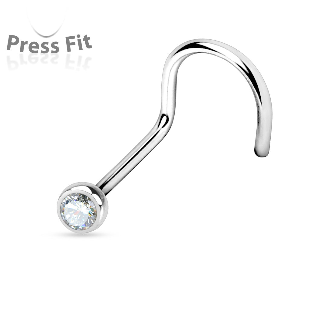 Cherry Diva Screw Nose Ring CLEAR 20 Gauge Dainty Crystal Top Nose Screw Rings