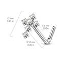 Cherry Diva L Bend Nose Stud 20 Gauge Crystal Cross L Bend Nose Stud