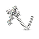 Cherry Diva L Bend Nose Stud 20 Gauge Crystal Cross L Bend Nose Stud