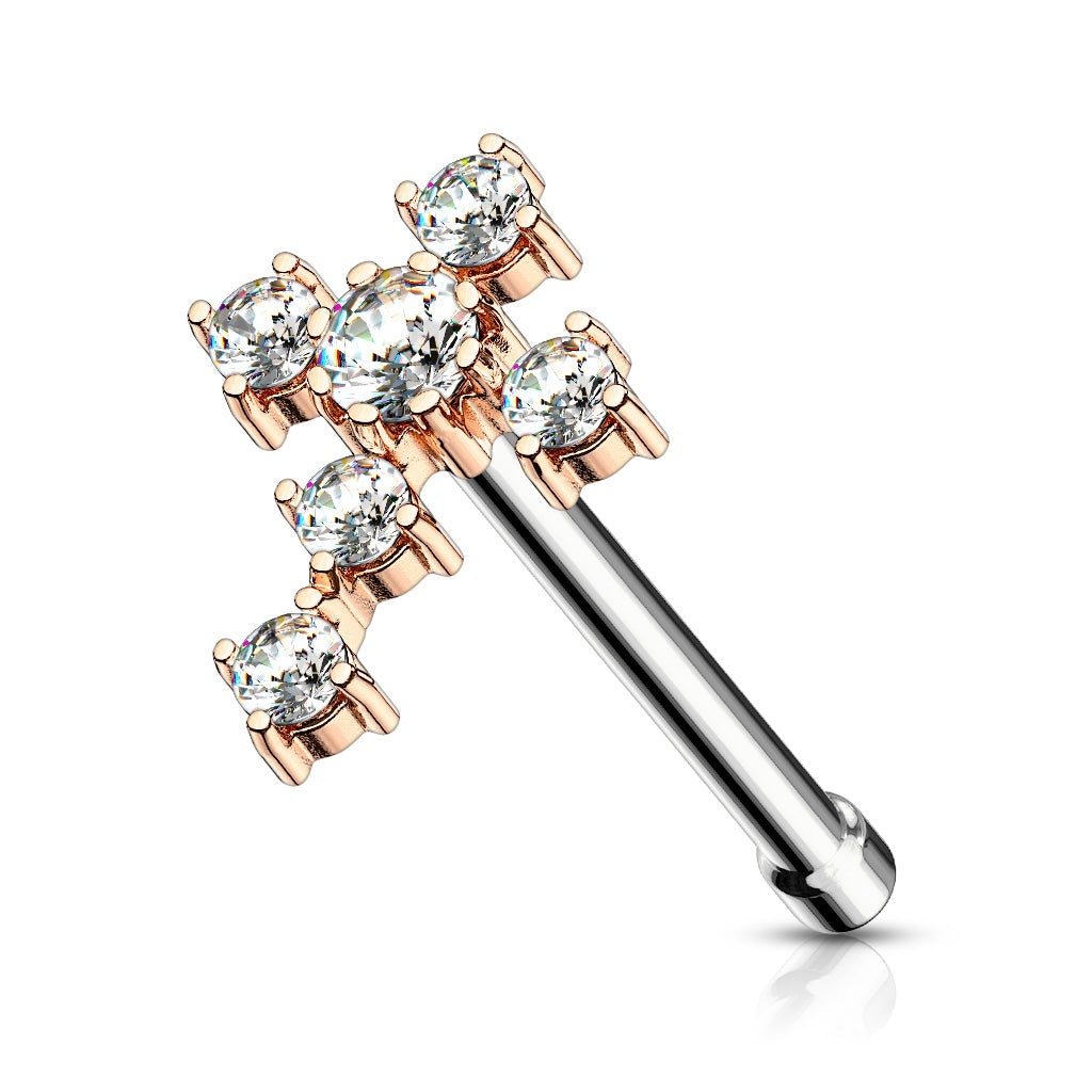 Crystal Cross Top Surgical Steel Nose Stud