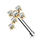 Cherry Diva nose stud GOLD 20 Gauge Crystal Cross Top Surgical Steel Nose Stud