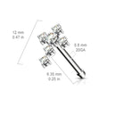 Cherry Diva nose stud 20 Gauge Crystal Cross Top Surgical Steel Nose Stud