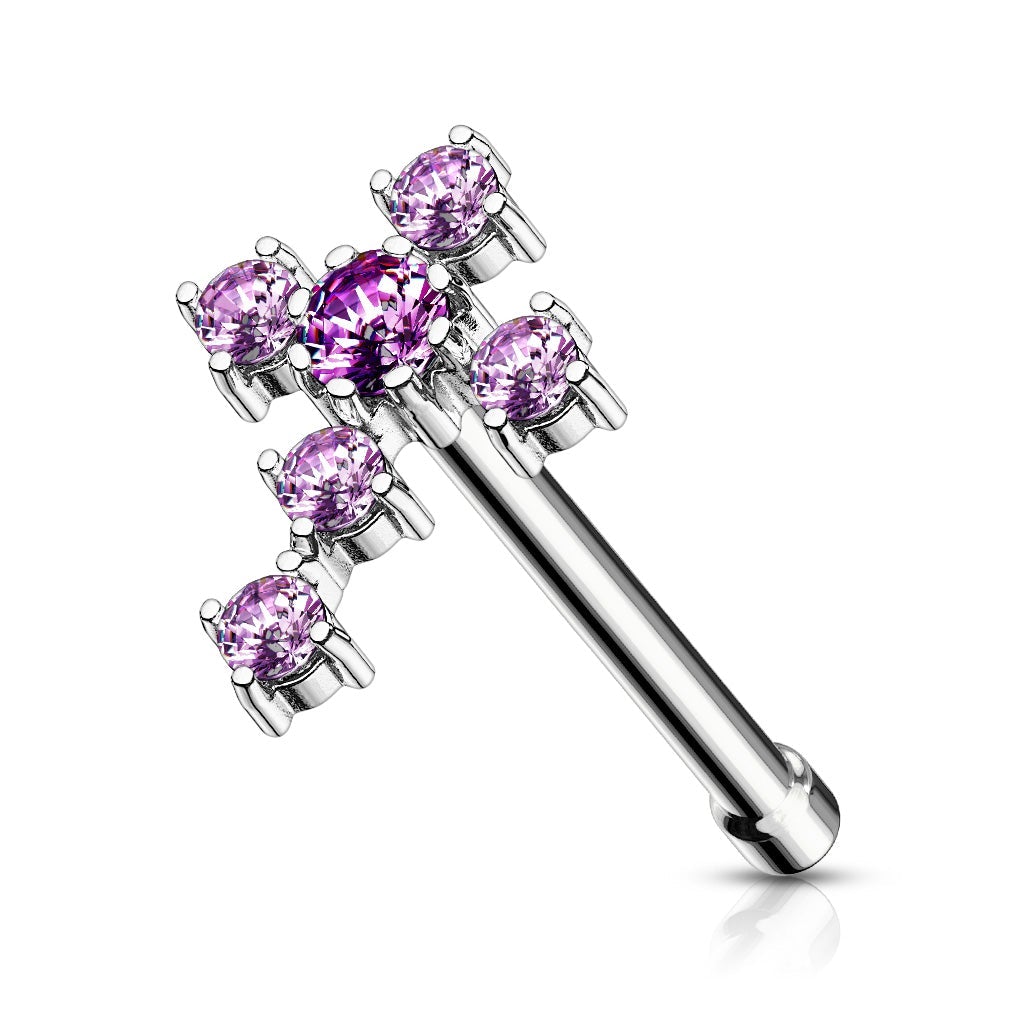 Crystal Cross Top Surgical Steel Nose Stud