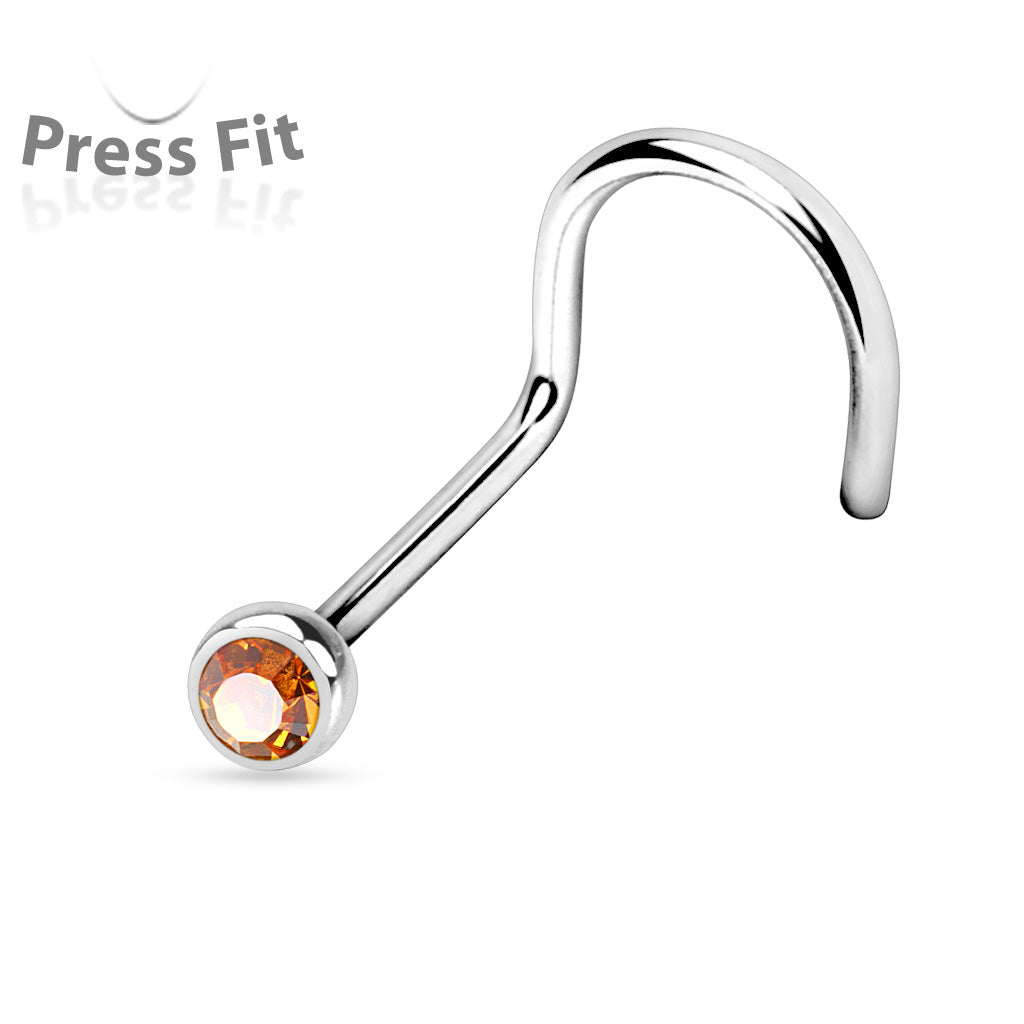 Cherry Diva Screw Nose Ring TOPAZ 20 Gauge Dainty Crystal Top Nose Screw Rings