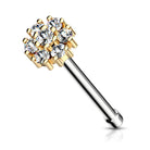 Cherry Diva nose stud GOLD 20 Gauge Surgical Steel Crystal Flower Top Nose Stud