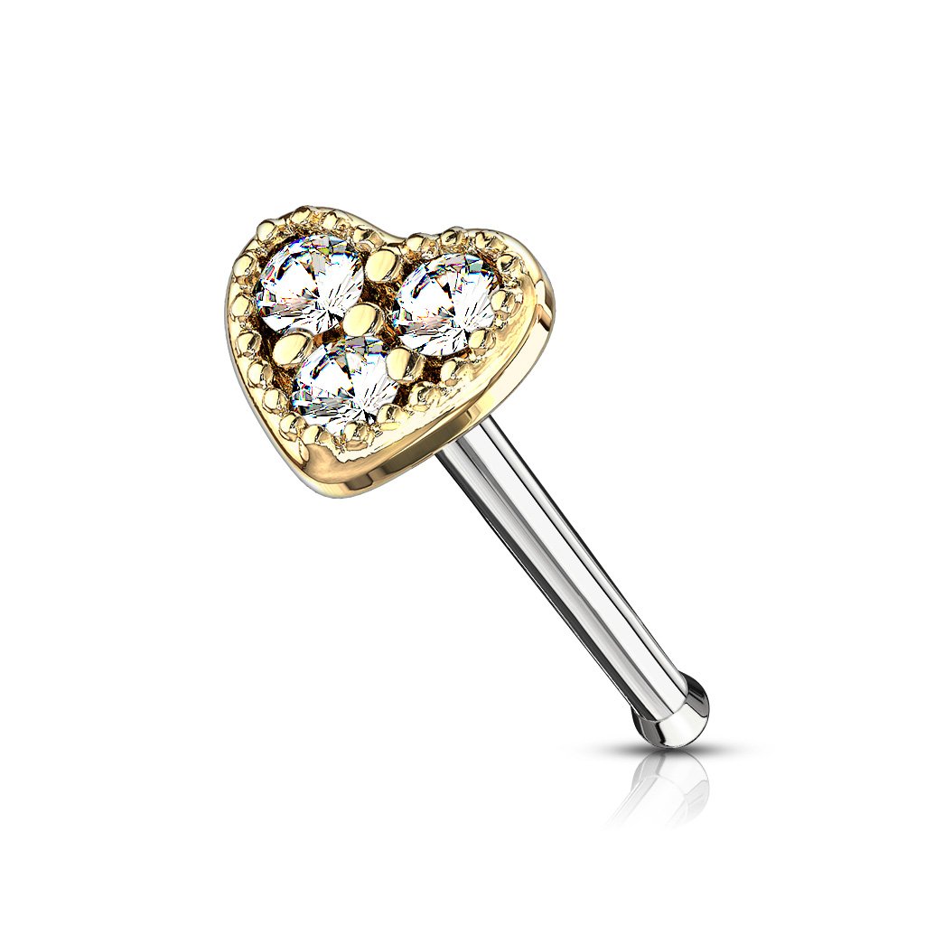 Crystal Heart Top Nose Stud