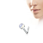 Cherry Diva L Bend Nose Stud Opalite 20 Gauge Semi Precious Stone Top L Bend Nose Stud