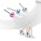 Cherry Diva nose stud 20 Gauge Prong Set Heart Top Surgical Steel Nose Stud