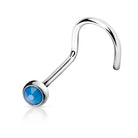 Cherry Diva Screw Nose Ring BLUE 20 Gauge Opal Top Nose Screw Rings