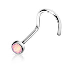 Cherry Diva Screw Nose Ring PINK 20 Gauge Opal Top Nose Screw Rings