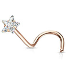 Cherry Diva Screw Nose Ring ROSE GOLD 20 Gauge Prong Set Star CZ Top Nose Screw Rings
