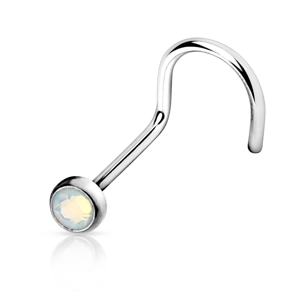 Cherry Diva Screw Nose Ring WHITE 20 Gauge Opal Top Nose Screw Rings