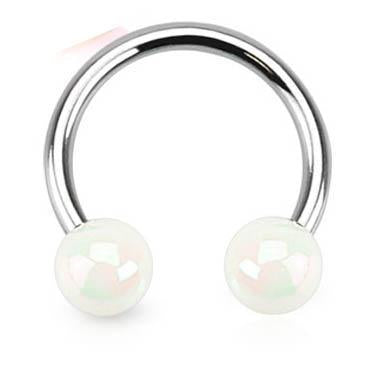 Cherry Diva Barbell WHITE 16 Gauge Metallic Ball End Circular Barbell