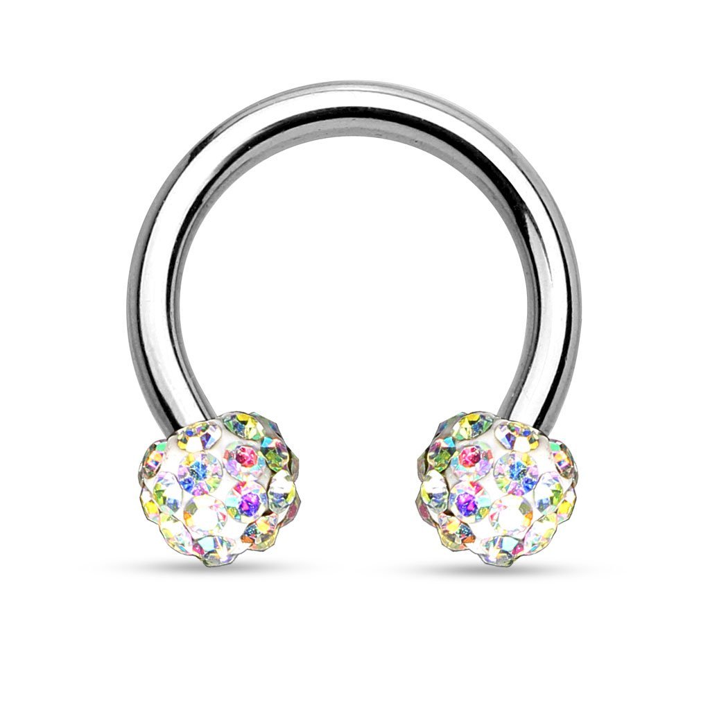 Cherry Diva Septum Ring 16 Gauge Glitterball Circular Barbell - Aurora
