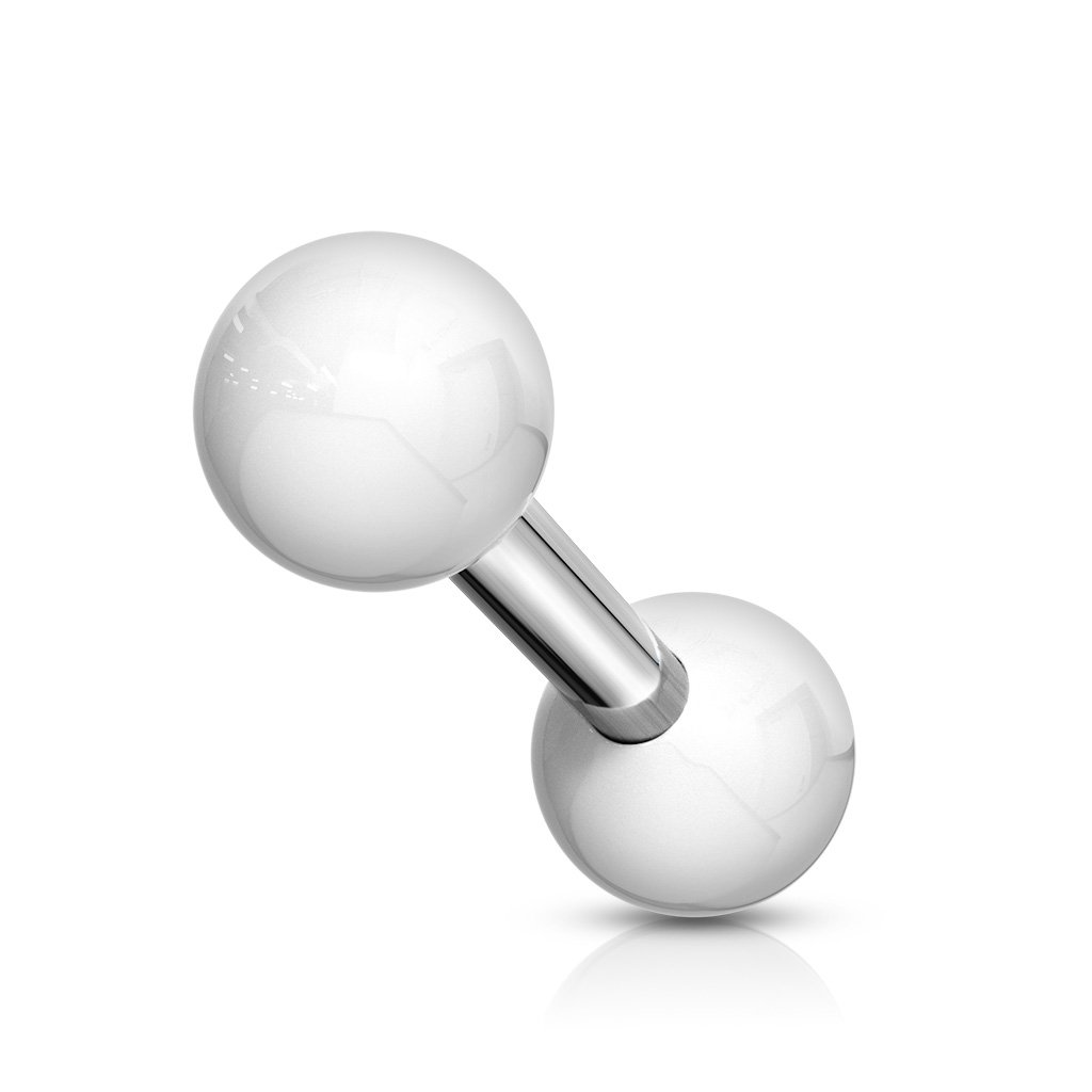 Cherry Diva Stud White 16 Gauge Surgical Steel 6MM Barbell With Acrylic Ball Ends
