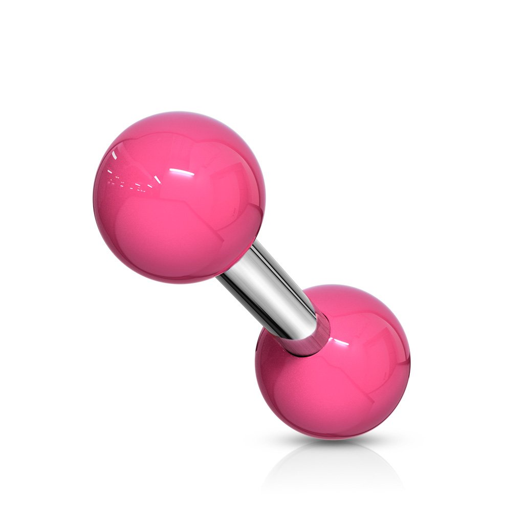 Cherry Diva Stud Pink 16 Gauge Surgical Steel 6MM Barbell With Acrylic Ball Ends