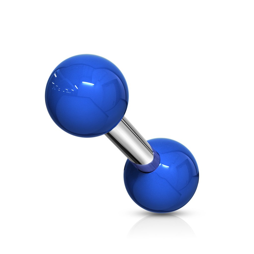Cherry Diva Stud Blue 16 Gauge Surgical Steel 6MM Barbell With Acrylic Ball Ends
