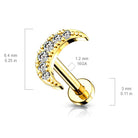 Cherry Diva Flat Back Stud 16 Gauge Internally Threaded Flat Back Crystal Moon Stud