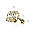 Cherry Diva Stud 16 Gauge Crystal Paved Silver Flower Cartilage / Tragus Stud