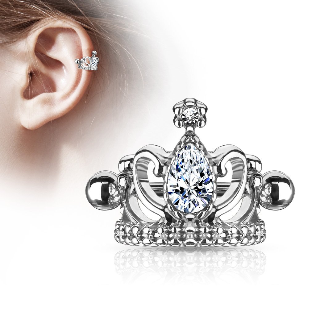 Cherry Diva Helix Cuff 16 Gauge Crystal Tiara Helix Cuff - Silver