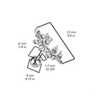 Cherry Diva Stud 16 Gauge Silver Crystal Vine Cartilage Stud