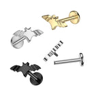 Cherry Diva Stud 16 Gauge Titanium Internally Threaded Black Bat Stud