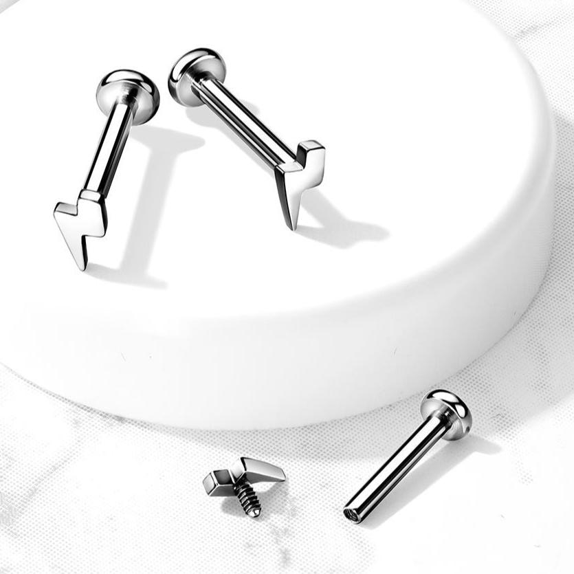 16 Gauge Titanium Internally Threaded Flash Labret Stud