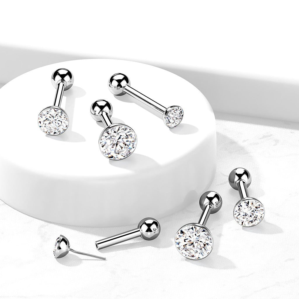 Cherry Diva Stud 16 Gauge Titanium Push Fit Glitter Top Stud