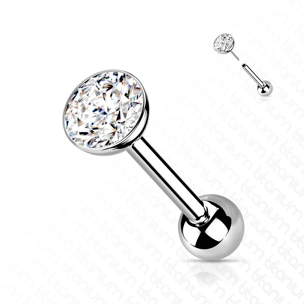16 Gauge Titanium Push Fit Glitter Top Stud