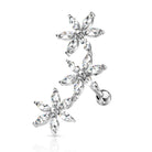 Cherry Diva Stud 16 Gauge Triple Crystal Flower Cartilage / Tragus Stud - Silver