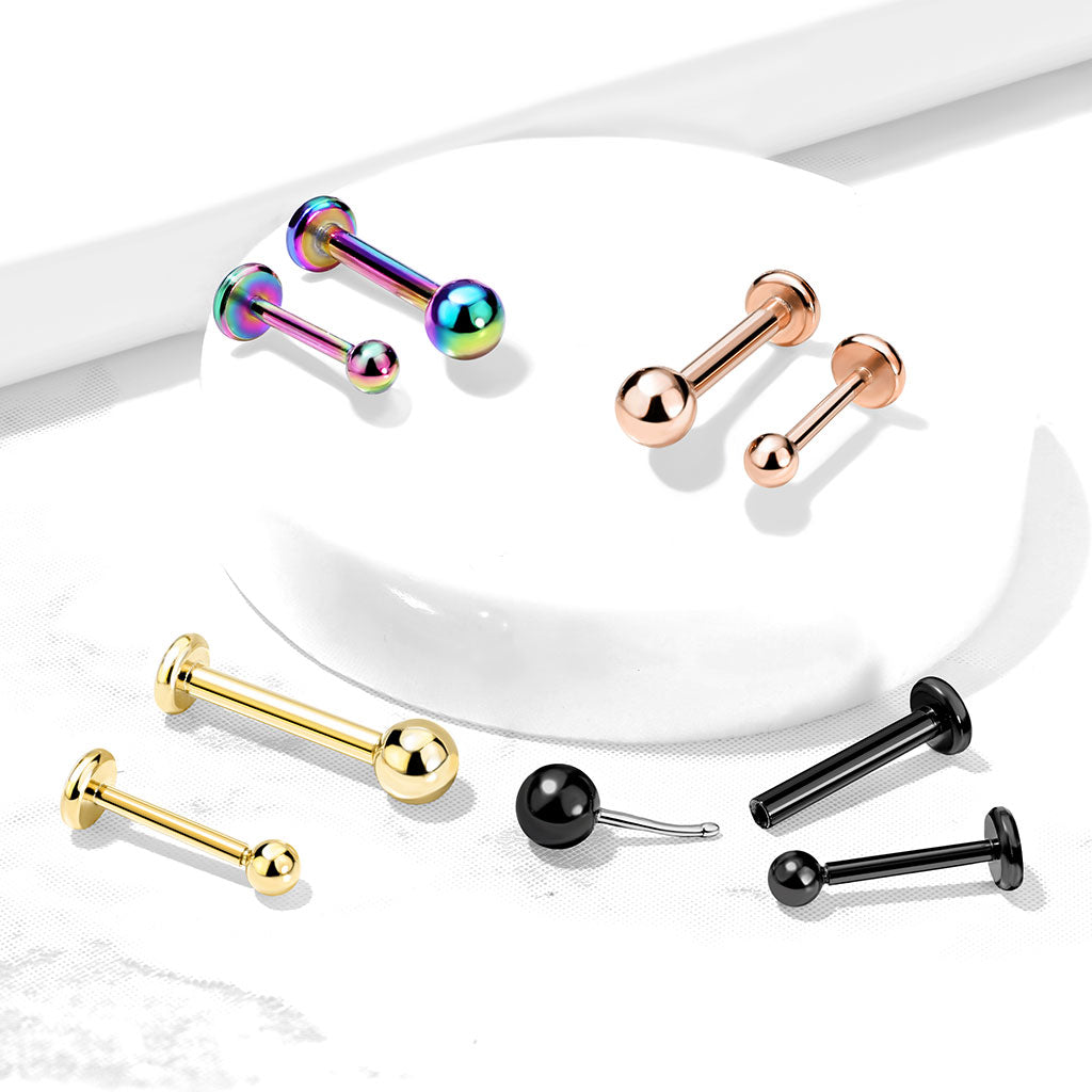 Cherry Diva Stud 18 Gauge Push Fit Flat Back Ball Top Labret / Monroe Stud
