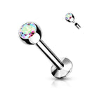 Cherry Diva Flat Back Stud AURORA 18 Gauge Internally Threaded Crystal Flat Back Labret / Cartilage Stud