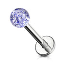 Cherry Diva Flat Back Stud BLUE 16 Gauge Glitter Ball Flat Back Cartilage / Labret Stud