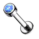 Cherry Diva Flat Back Stud Blue Opal 16 Gauge Opal Topped Titanium Internally Threaded Stud