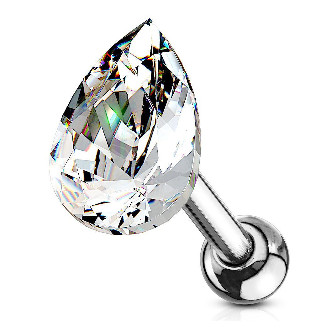 Cherry Diva Stud CLEAR 16 Gauge Crystal Teardrop Cartilage Stud