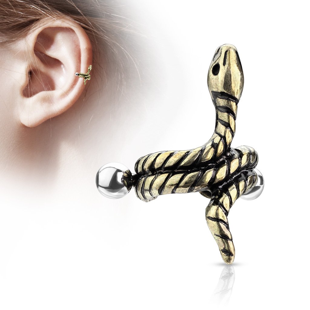 Cherry Diva Helix Cuff GOLD 16 Gauge Coiled Snake Helix Cuff Gold / Silver